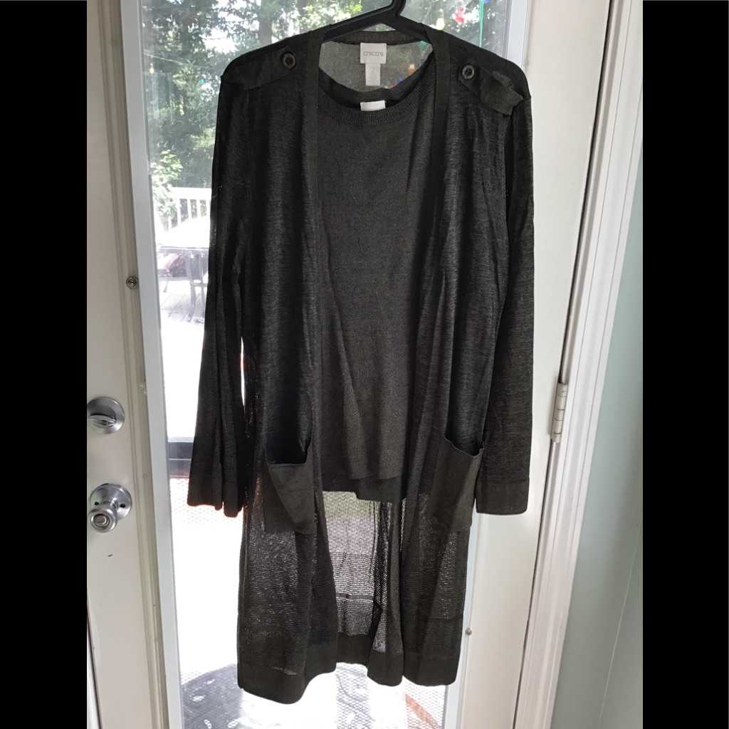 Chico’s 2 Piece - Sleeveless Shirt With Matching Long Cardigan Size Chico’s 2
